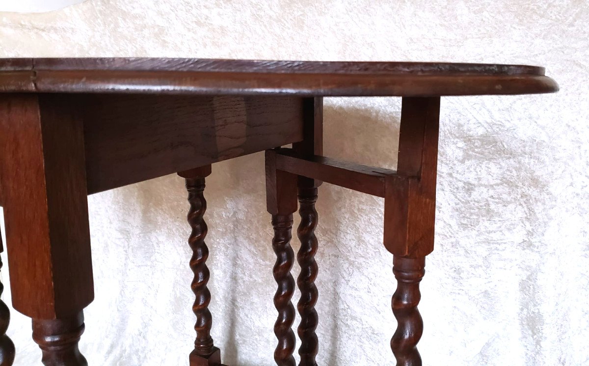 Gateleg Side Table In Louis XIII Style Oak - Late 19th Century -photo-4