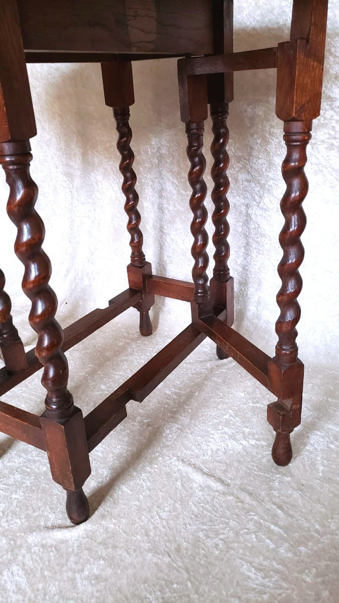 Gateleg Side Table In Louis XIII Style Oak - Late 19th Century -photo-5