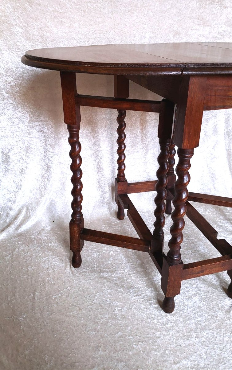 Gateleg Side Table In Louis XIII Style Oak - Late 19th Century -photo-6
