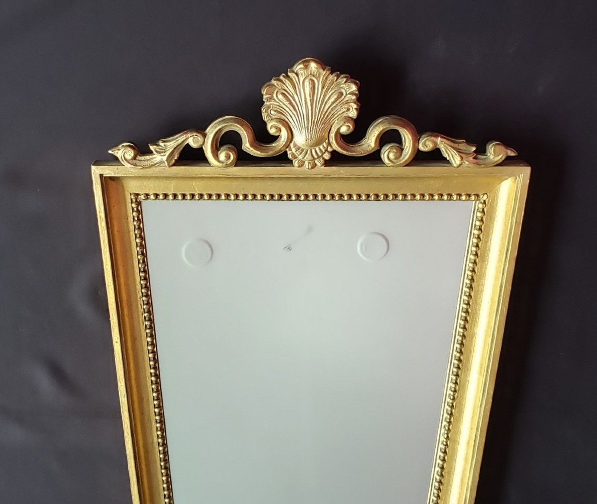 Miroir trap&egrave;zo&iuml;dal  bois dor&eacute;  de style baroque-photo-2