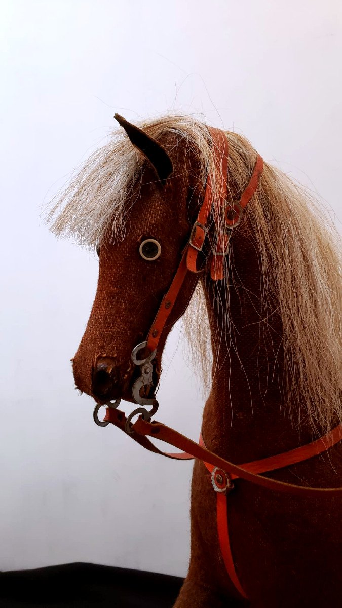 Large Rocking Horse. Wood And Fabric, Natural Horsehair.  1940/50-photo-1