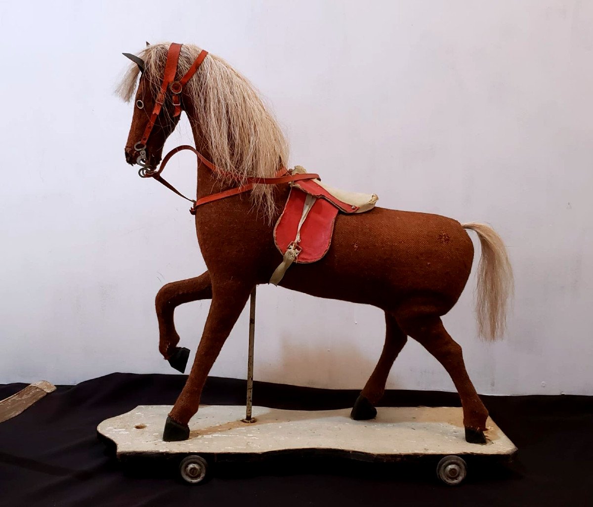Large Rocking Horse. Wood And Fabric, Natural Horsehair.  1940/50-photo-8