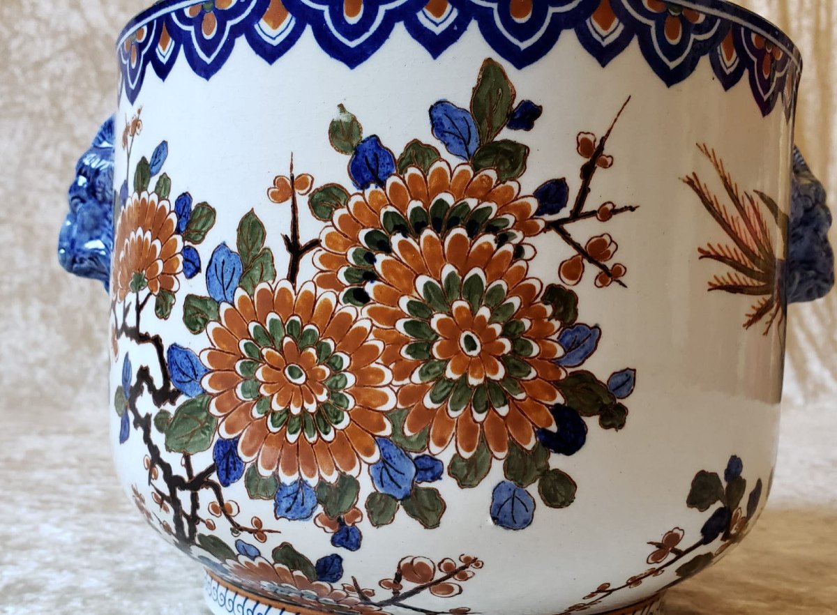 Planter And Its Frame Gien 1875. Delft Inspiration 18th Century -photo-1