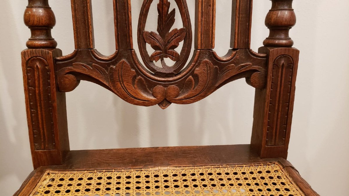 Paire de chaises n&eacute;o-gothiques cann&eacute;es XIX&deg;-photo-3