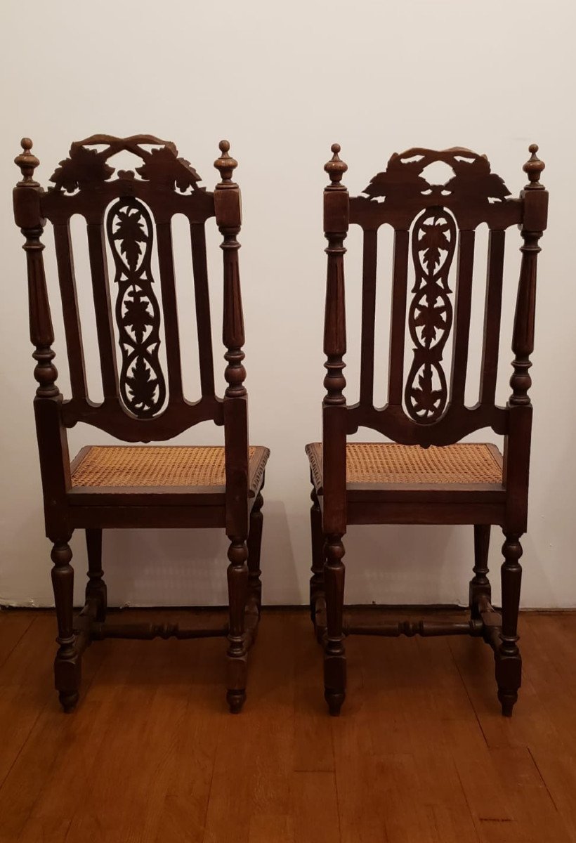 Paire de chaises n&eacute;o-gothiques cann&eacute;es XIX&deg;-photo-1