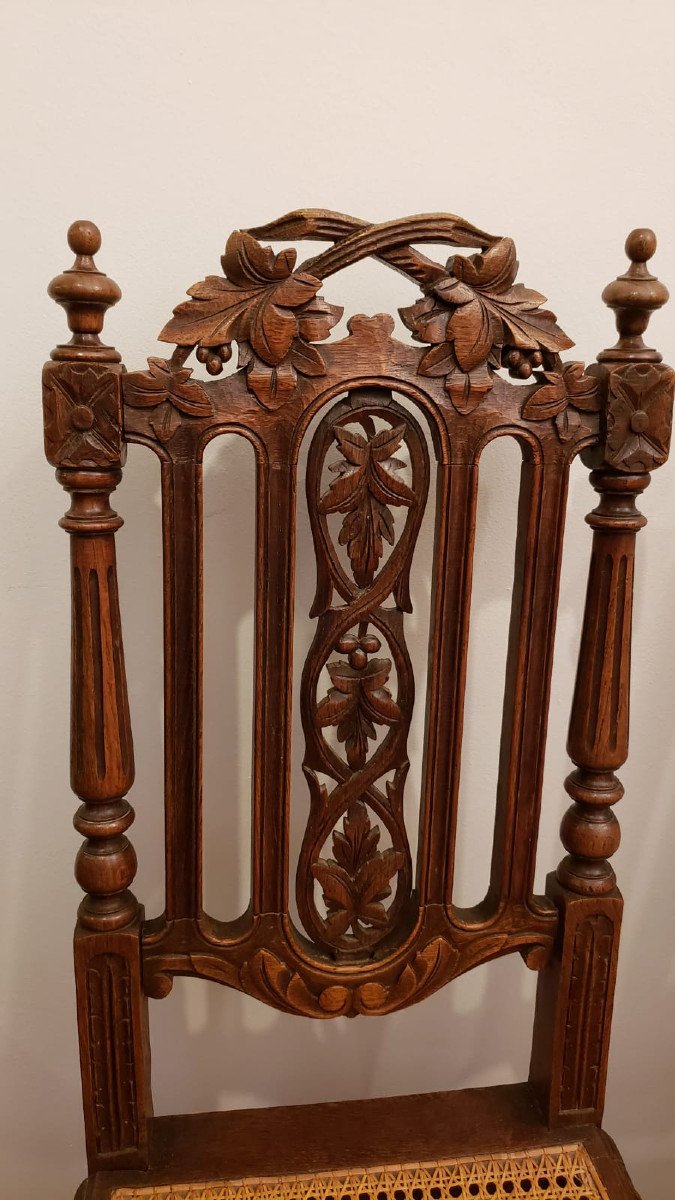 Paire de chaises n&eacute;o-gothiques cann&eacute;es XIX&deg;-photo-4