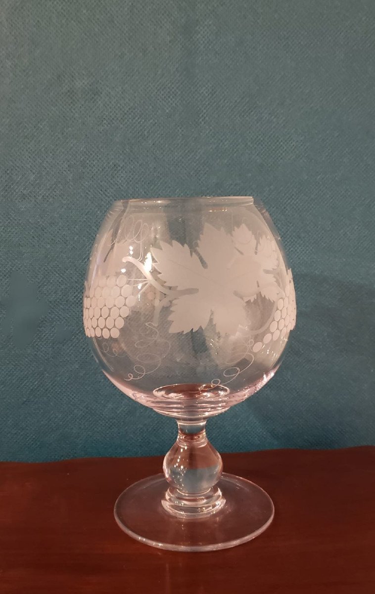 Large Engraved Crystal Grape Rinser Glass-photo-2