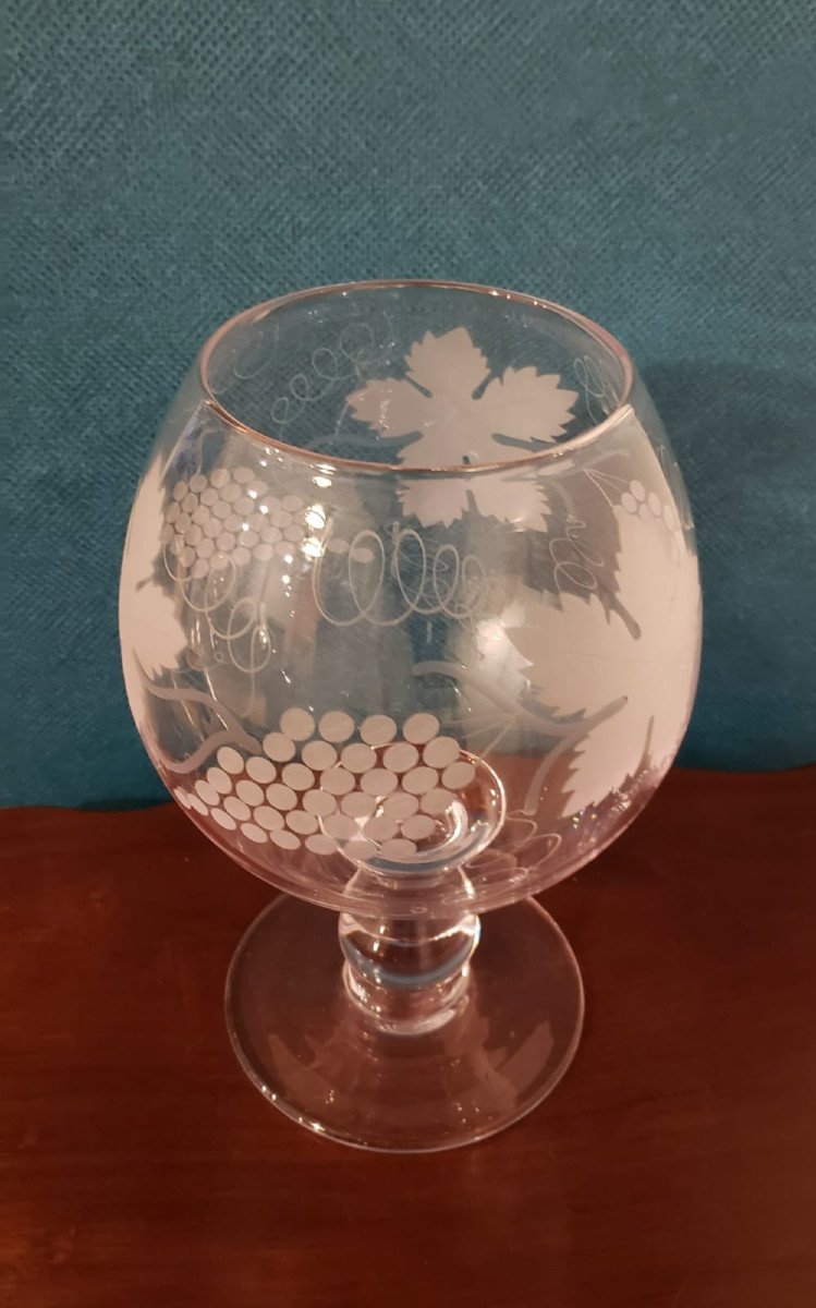 Large Engraved Crystal Grape Rinser Glass-photo-4