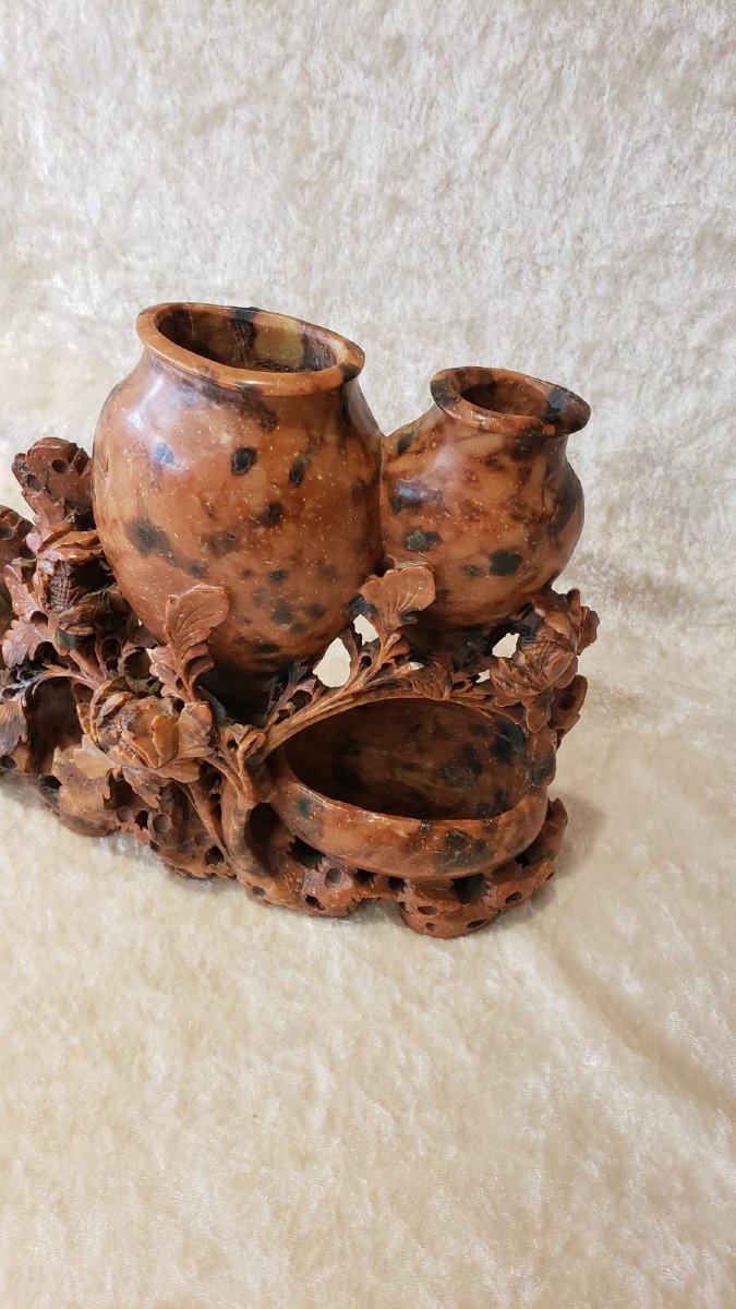 Chinese Soapstone Brush Holder. XIX°-photo-2