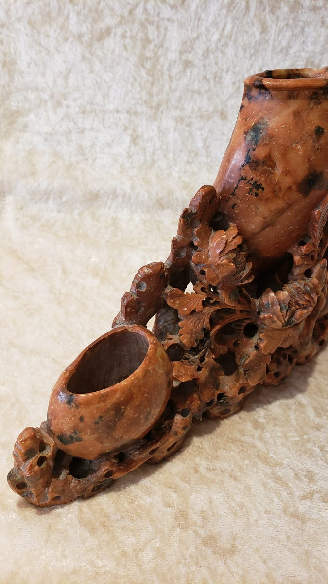 Chinese Soapstone Brush Holder. XIX°-photo-4