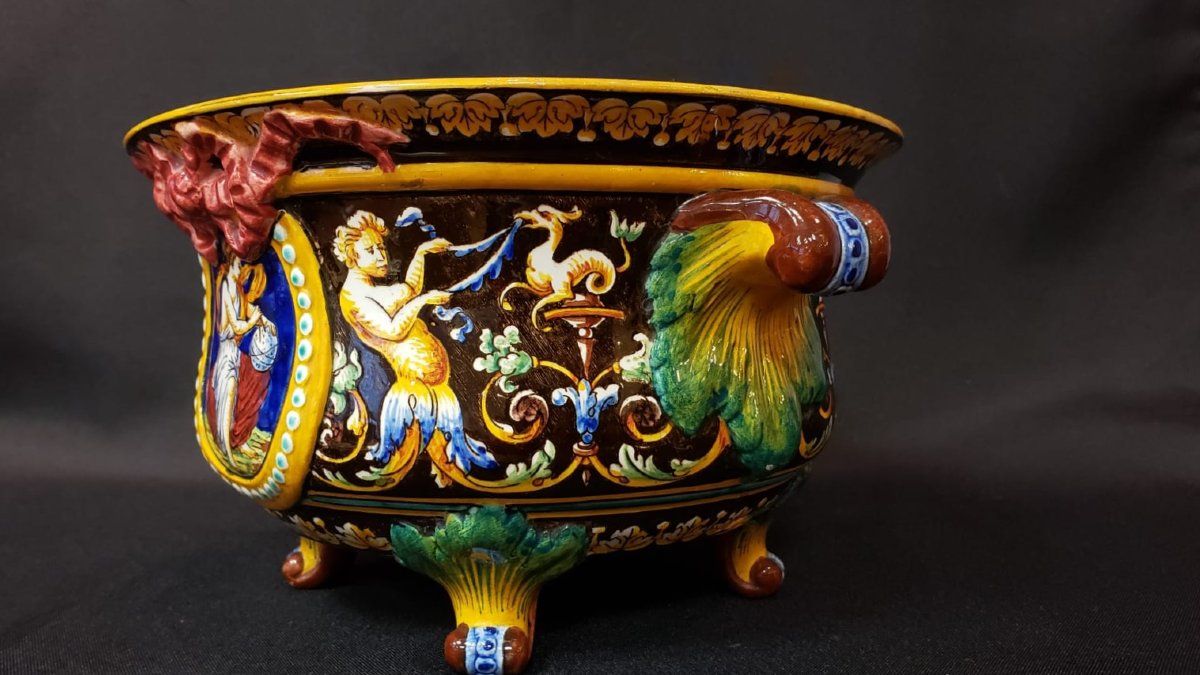 Gien Cachepot With Renaissance Decoration - 19th Century-photo-3