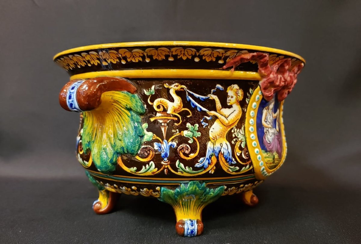 Gien Cachepot With Renaissance Decoration - 19th Century-photo-4