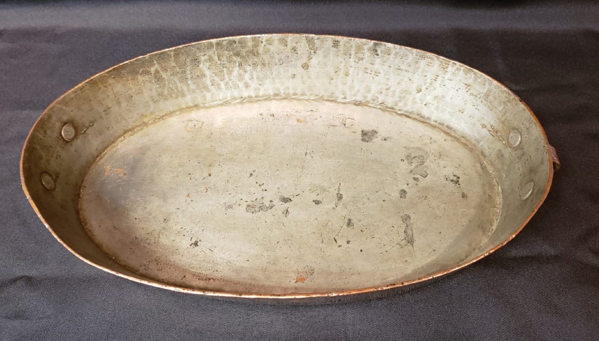 Plat en cuivre martelé et étamé - Maison Gaillard - 1908/1918-photo-4