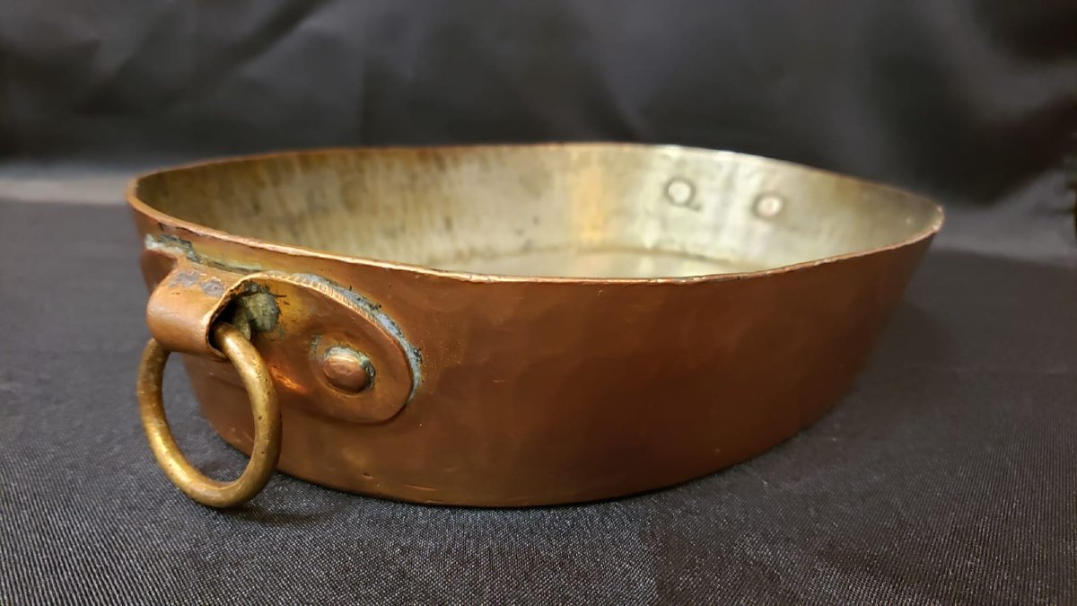 Plat en cuivre martelé et étamé - Maison Gaillard - 1908/1918-photo-1