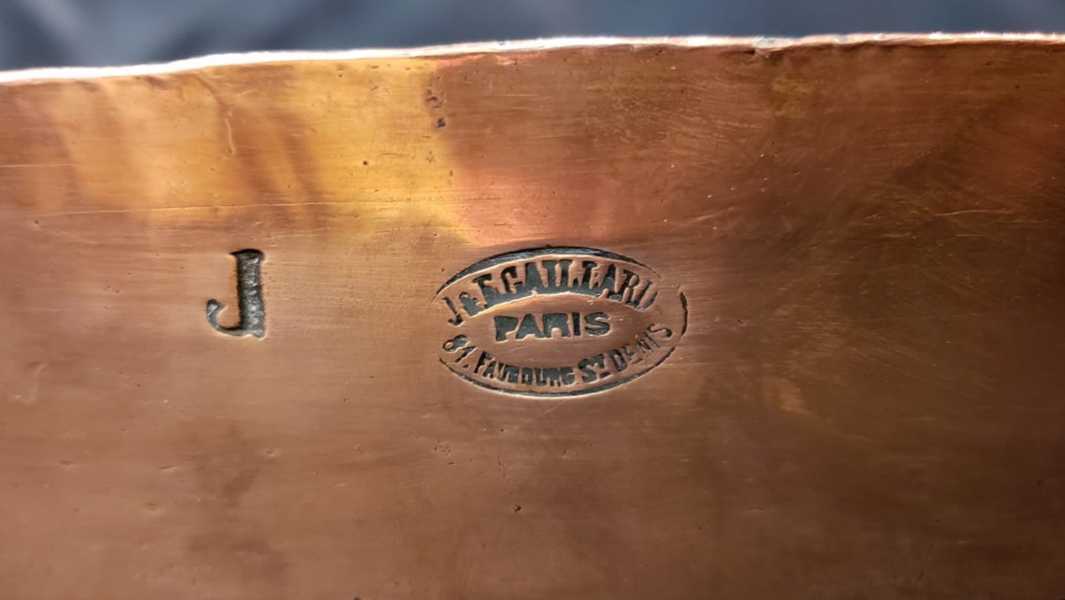 Plat en cuivre martelé et étamé - Maison Gaillard - 1908/1918-photo-3