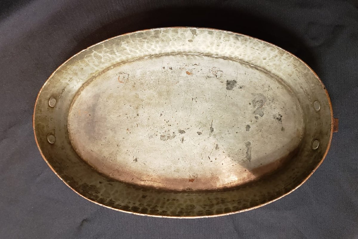 Plat en cuivre martelé et étamé - Maison Gaillard - 1908/1918-photo-4