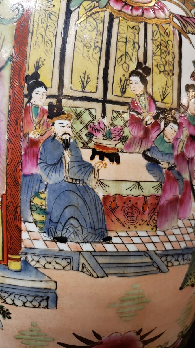 Potiche couverte en porcelaine de Canton- Chine XX°-photo-2