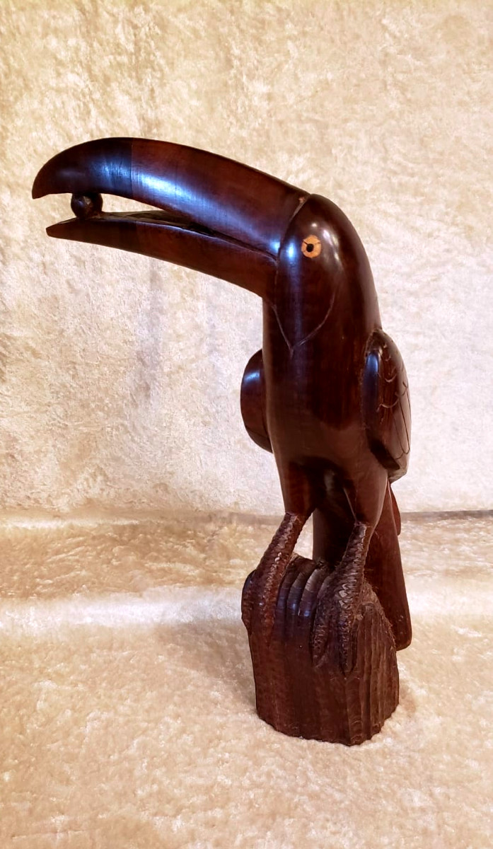 Statue toucan acajou  1950