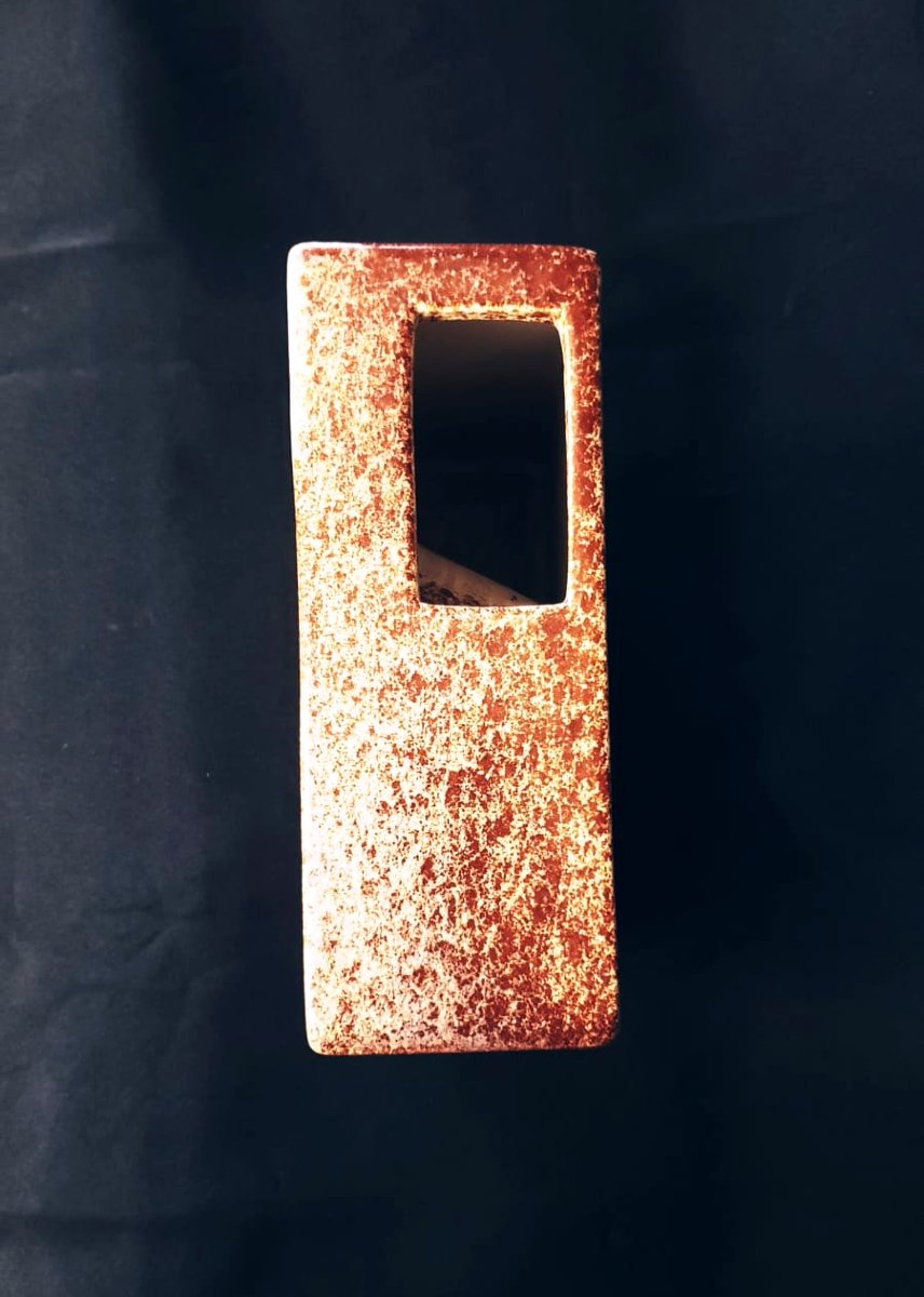 Vase géométrique  céramique émaillée Robert Rigon pour Bertoncello 1960-photo-3