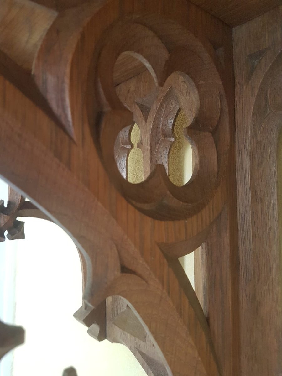 Grande console d'église néo-gothique en chêne  datant de la fin du  XIX°-photo-5