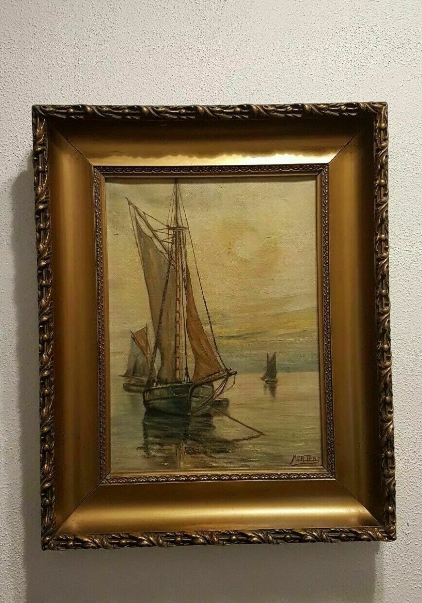 Marine - Oil On Canvas Early Twentieth Signed Jean Mertens (1874-1947) - Belgian School.