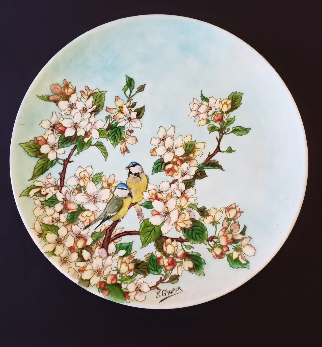 Exceptionnel Plat En Faïence émaillée à Décor Cloisonné Signé Emile Granger. Sèvres