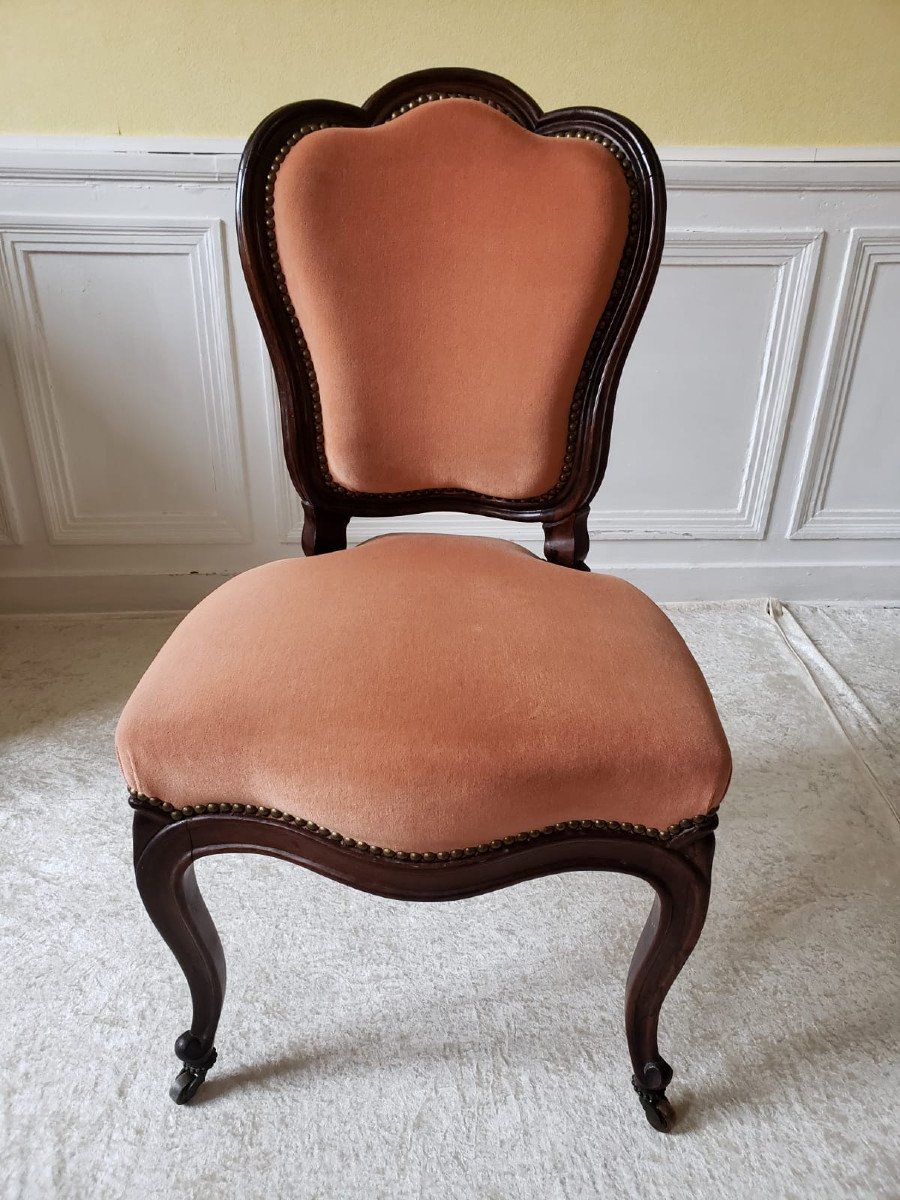 Set Of Two Armchairs And Two Chairs In Mahogany.  Louis-philippe XIX°-photo-1