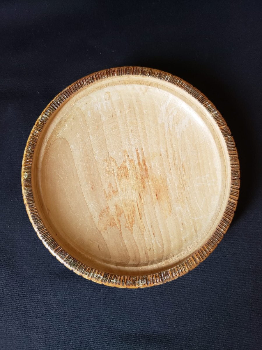 Large Round Spa Box In Guilloche Boxwood. Floral Motifs And Coat Of Arms Of Luxembourg. XIX °.-photo-5