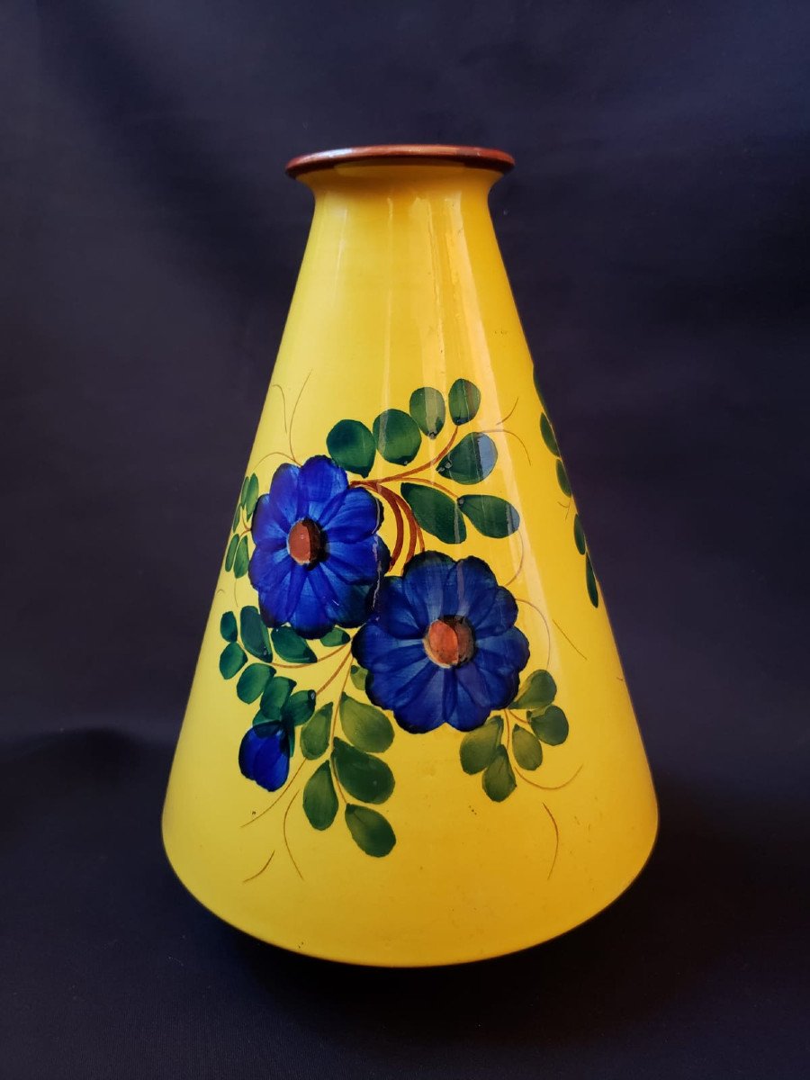Rare Yellow Ground Vase Signed Andréa Galvani Dating From The Years 1925/1930-photo-3