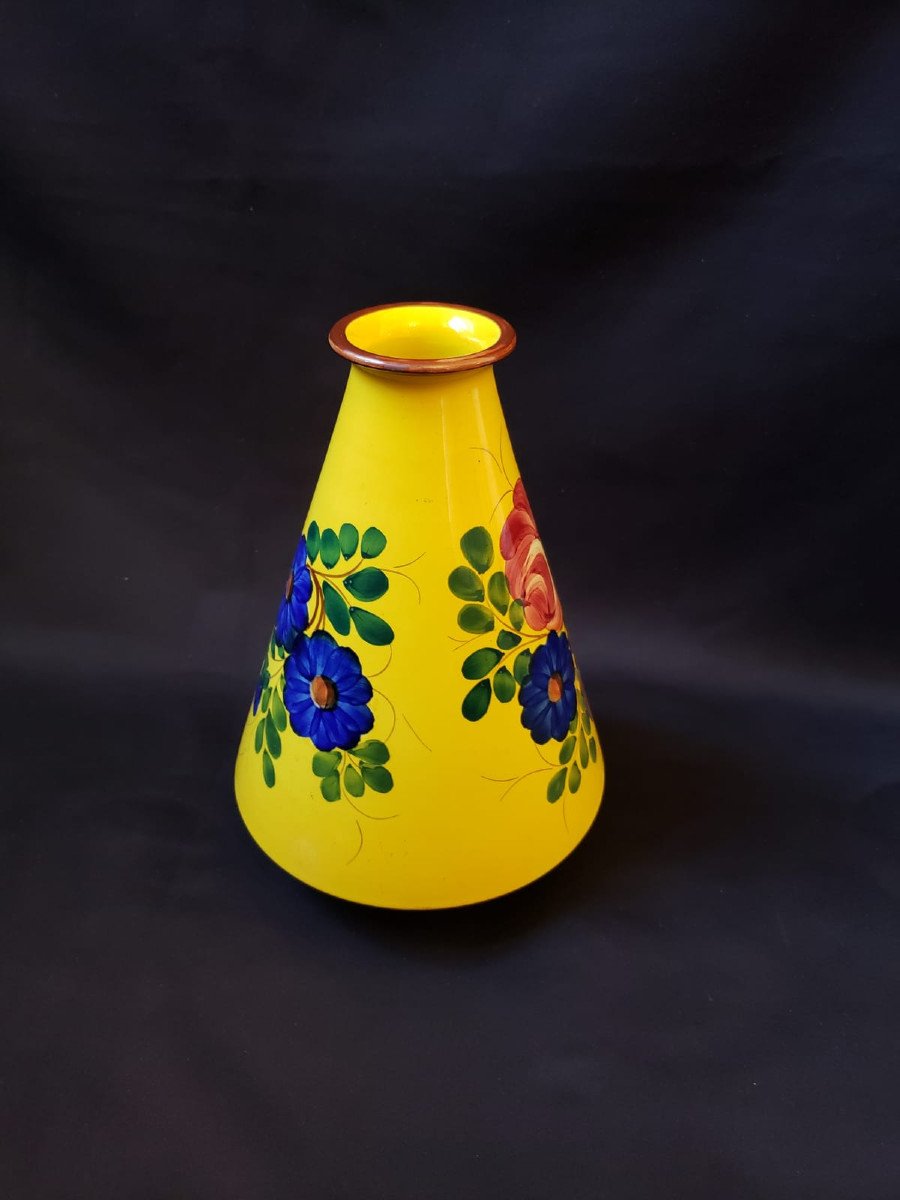 Rare Yellow Ground Vase Signed Andréa Galvani Dating From The Years 1925/1930-photo-4