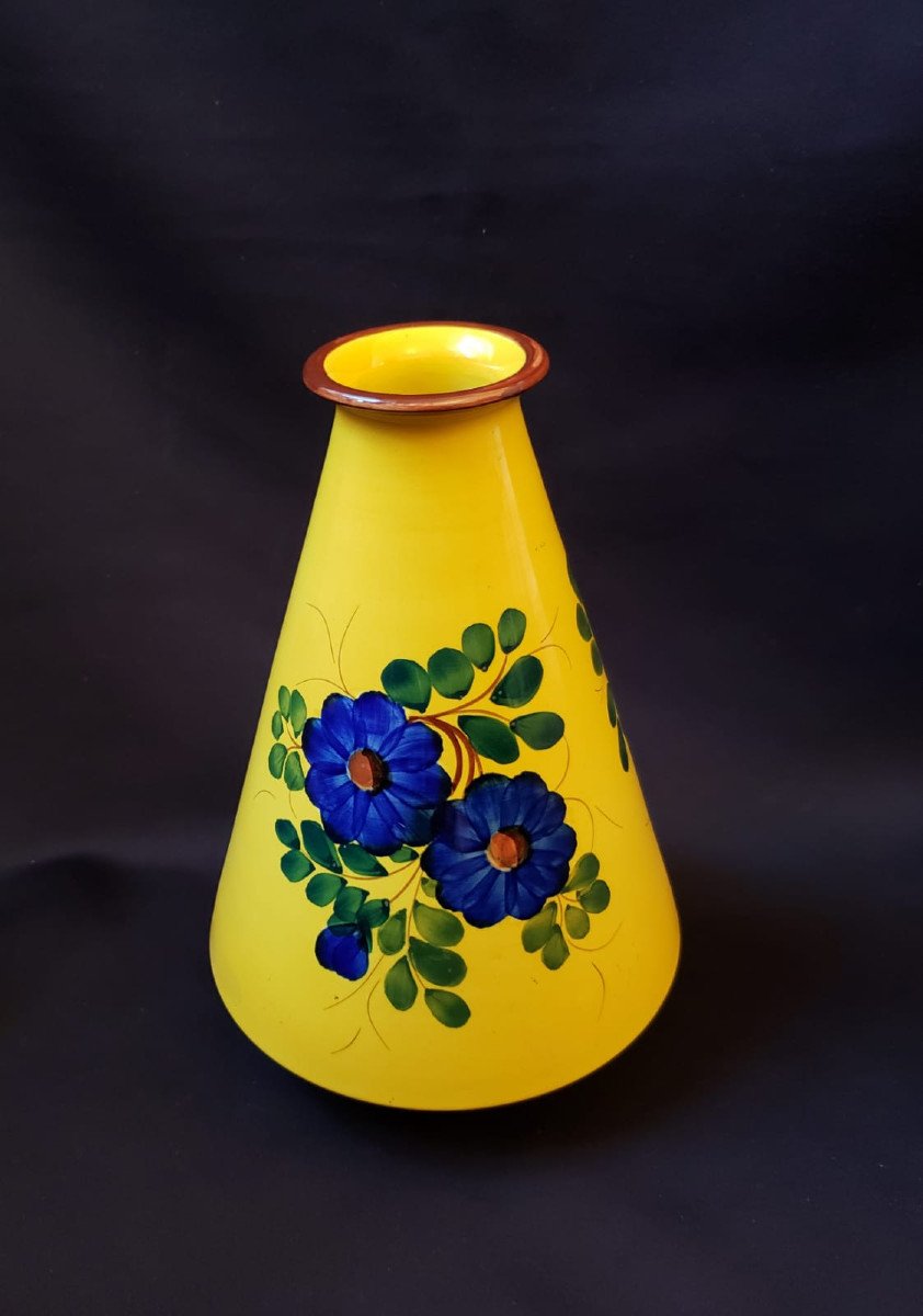 Rare Yellow Ground Vase Signed Andréa Galvani Dating From The Years 1925/1930-photo-4