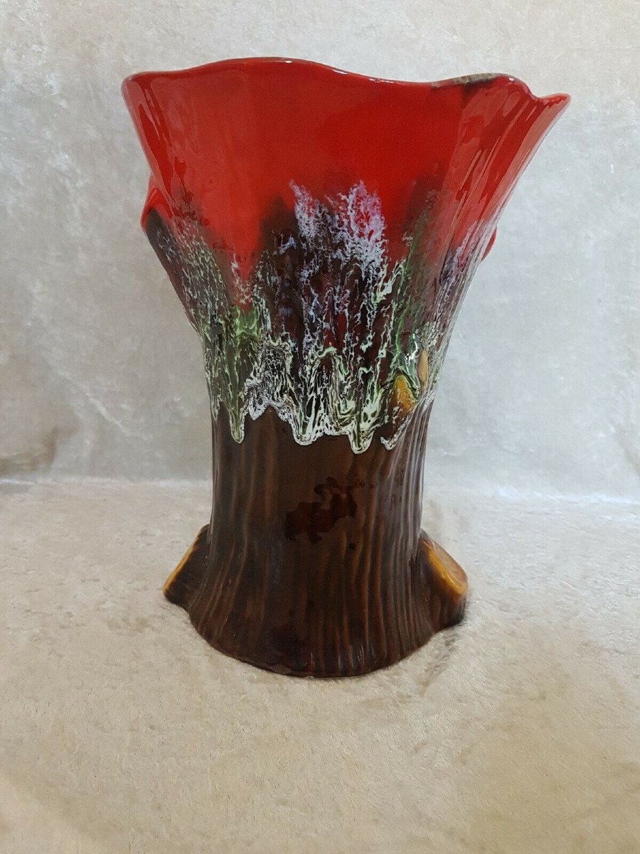Large Vallauris Vase In The Shape Of A Tree Trunk-photo-3