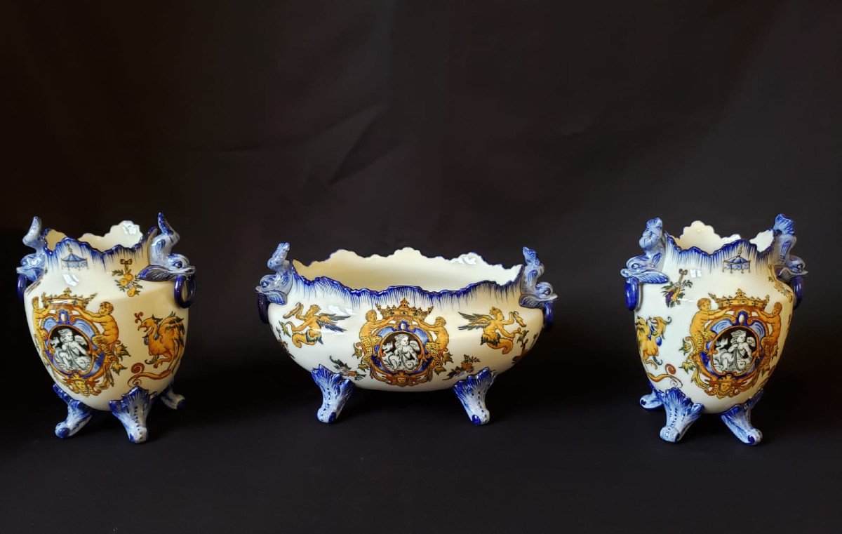 Garniture de chemin&eacute;e en Gien 1871-1875 