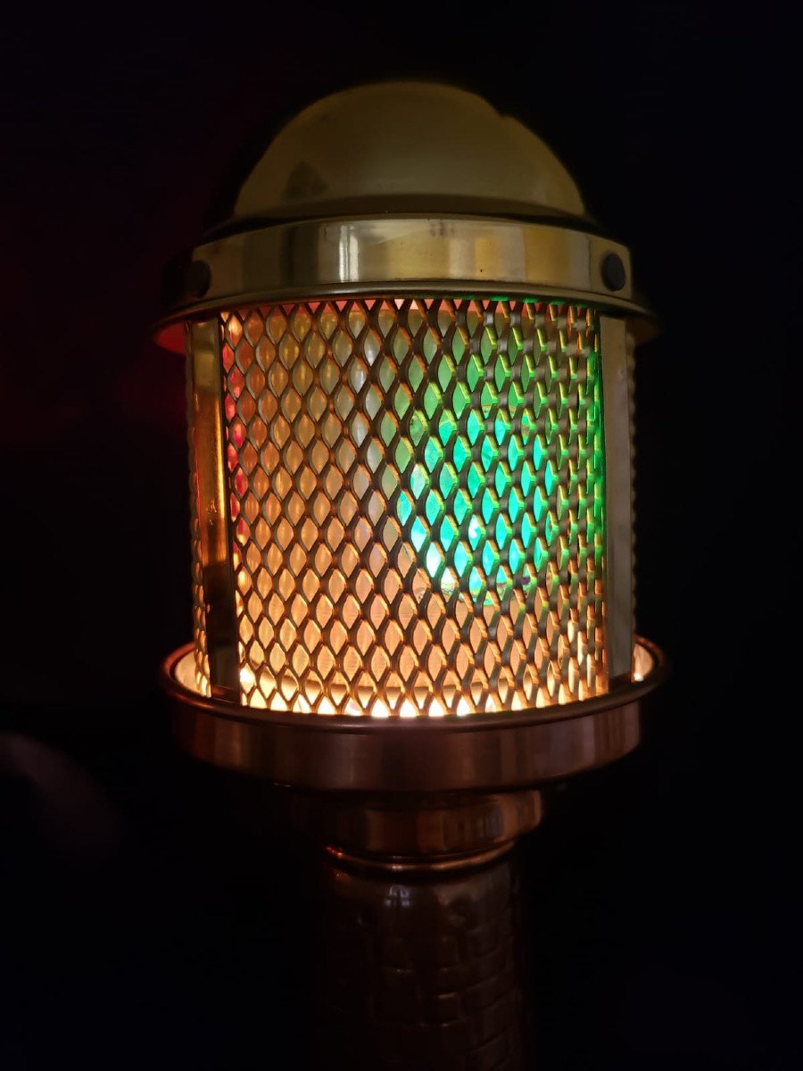 Paire de grandes lampes phare à mécanisme tournant pour ampoule à incandescence.  1950-photo-3
