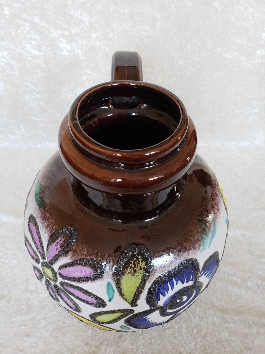 Grand Vase Fat Lava à Décor Floral De Scheurich 1960-photo-6