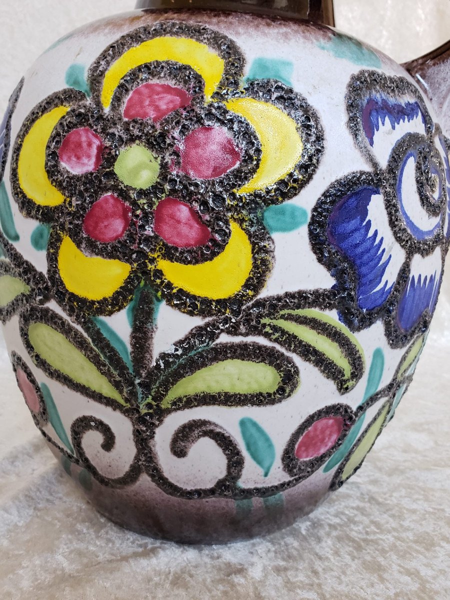 Grand Vase Fat Lava à Décor Floral De Scheurich 1960-photo-8