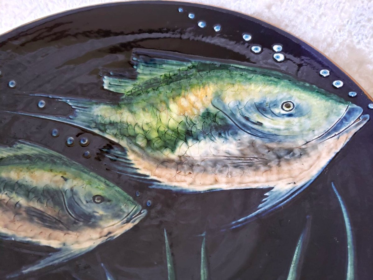 Plat Puigdemont &agrave; d&eacute;cor de poissons. 1960-photo-4