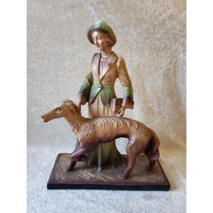 Elegant Greyhound - Art Deco Stucco Period Statue - Simonetti