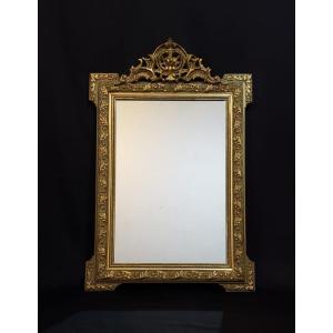Fireplace Mirror Wood And Golden Stucco 125 X 80 Cm. Late 19th Century