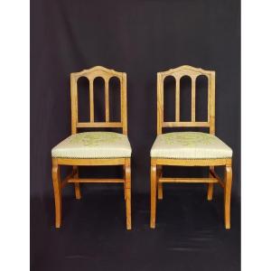 Pair Of Padded Chairs From The Restoration Period 