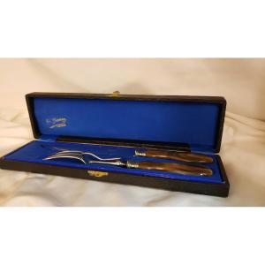 Carving Set With Horn Handles, Ch. Guerre Langres