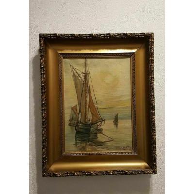 Marine - Oil On Canvas Early Twentieth Signed Jean Mertens (1874-1947) - Belgian School.