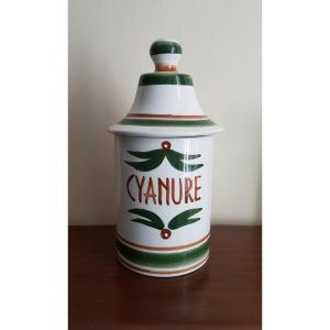 Large Medicine Jar Marked Cyanide - Robert Picault For Faienceries Longchamp - 1966