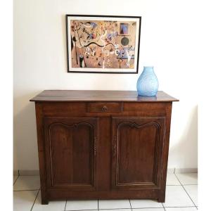 Important High Sideboard From The Regency Period In Oak. 2 Doors, 1 Drawer. Early 18th Century