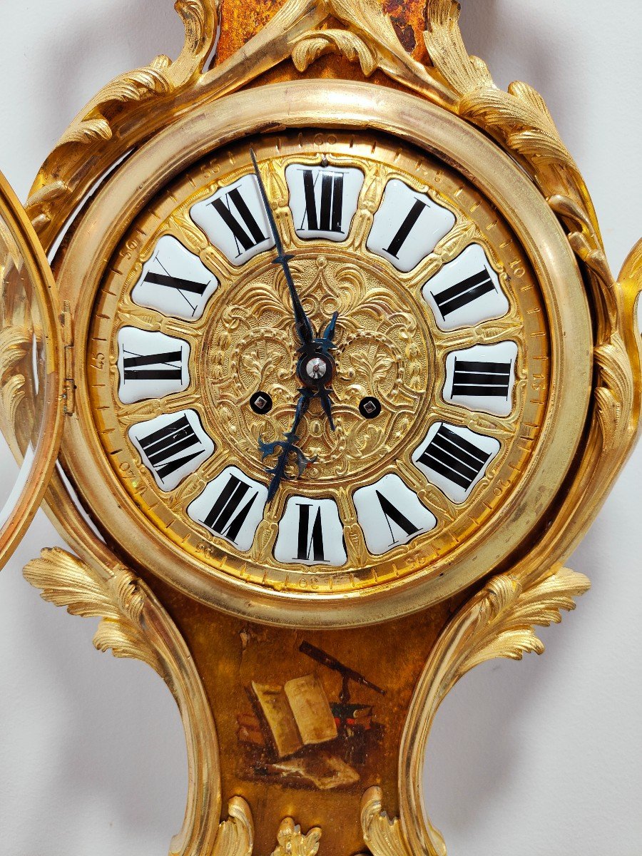 Louis XV Style Cartel Clock And Thermometer In Martin Varnish, Circa 1740-photo-6