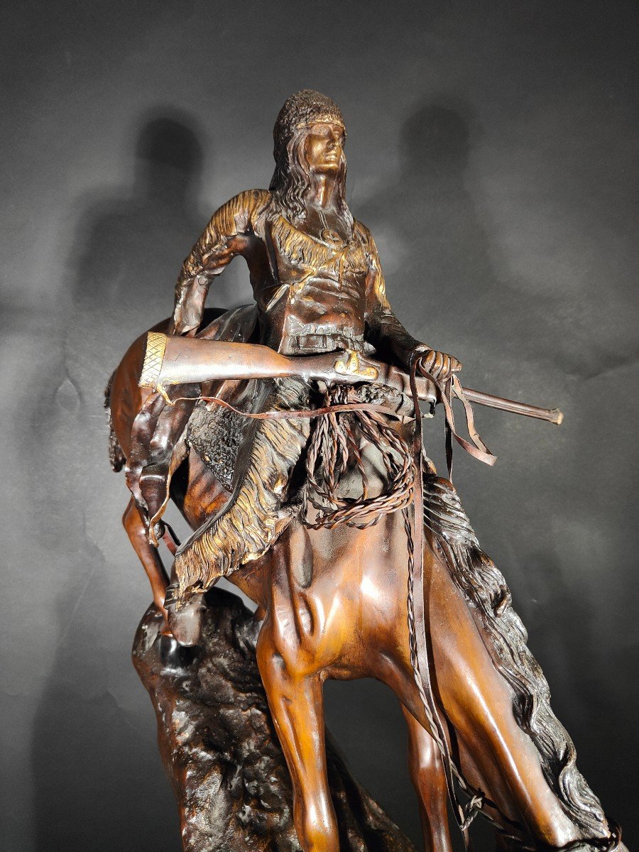 Grande Sculpture Par Frederic Remington-photo-3