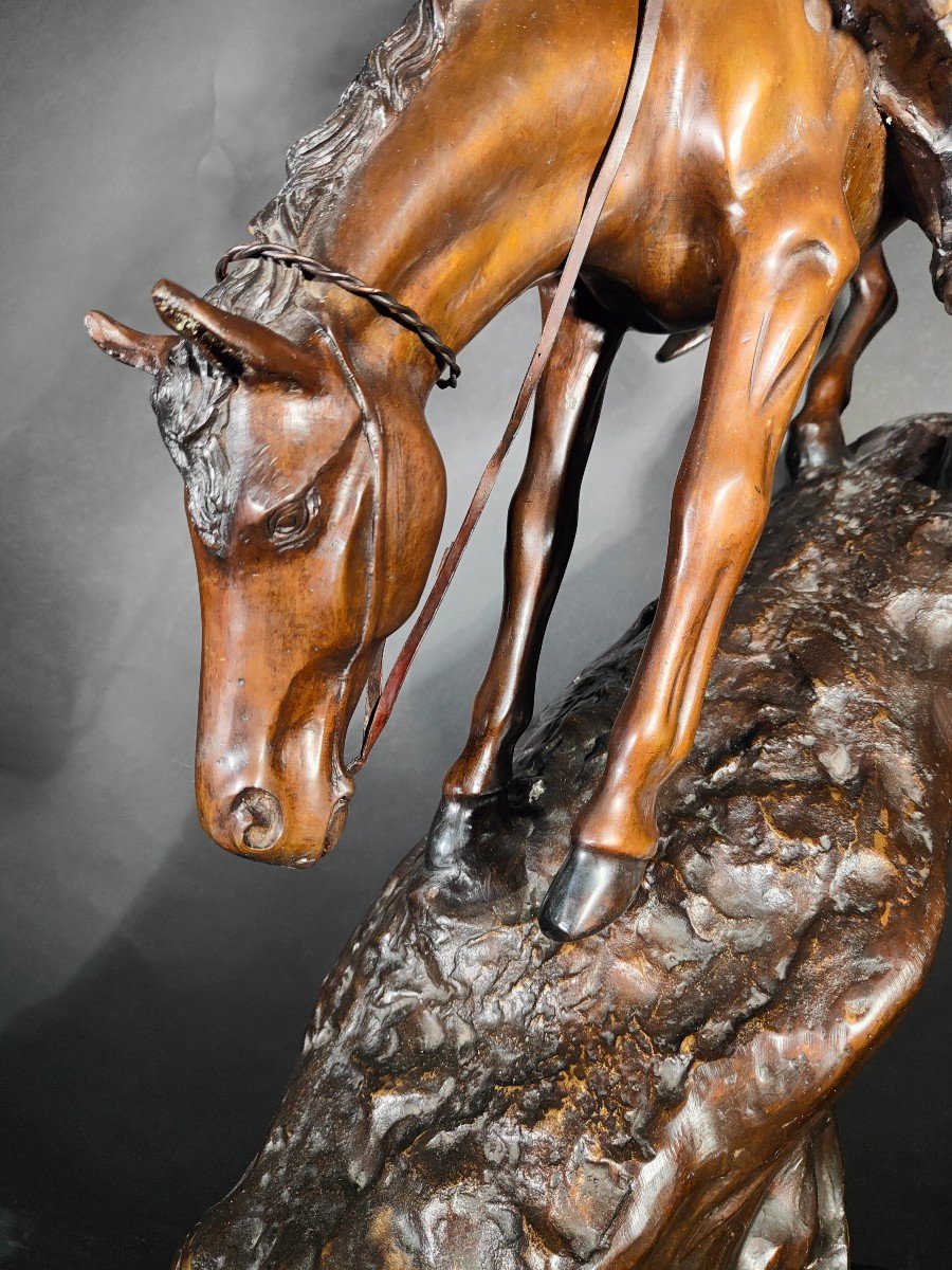 Grande Sculpture Par Frederic Remington-photo-3