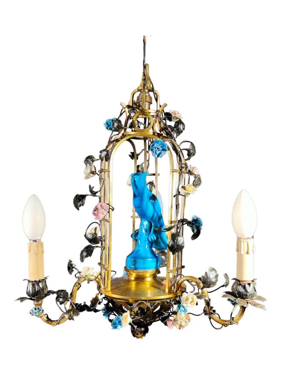 Lampe Du XIX Siecle En Forme De Cage-photo-1