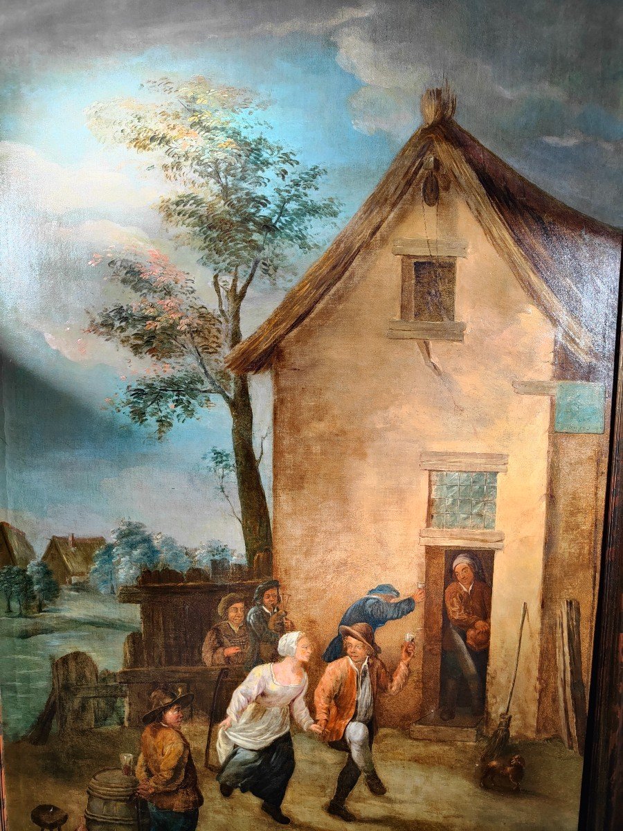 Large Oil On Canvas, Flemish School, XVIIth Century-photo-6