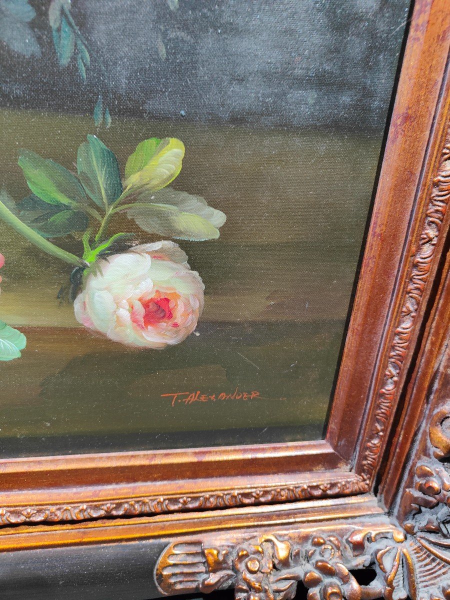Large Oil With Flowers Signed By Terence Alexander-photo-1